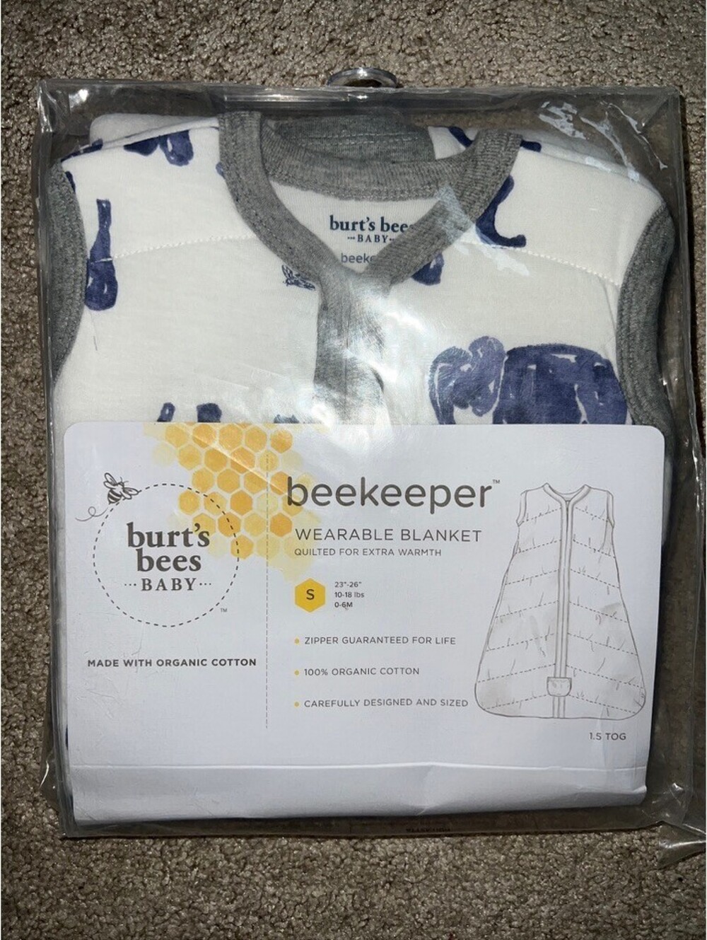 NIP organic Burt's Bees Beekeeper wearable blanket quilted sleep sack